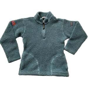 Womens Napapijri Blue Sherpa Deep Pile Small Fleece 1/4 Zip Pullover Italy